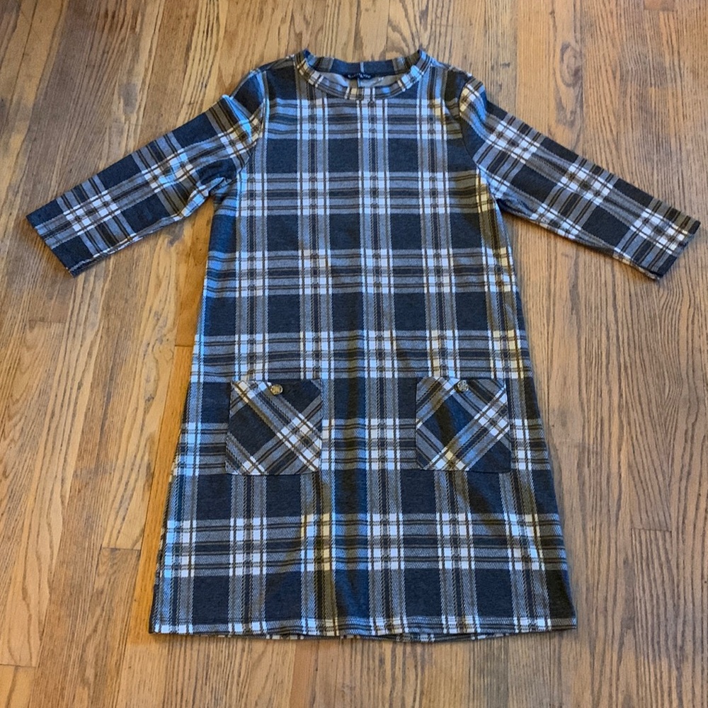 3/4 Sleeve Plaid Dress